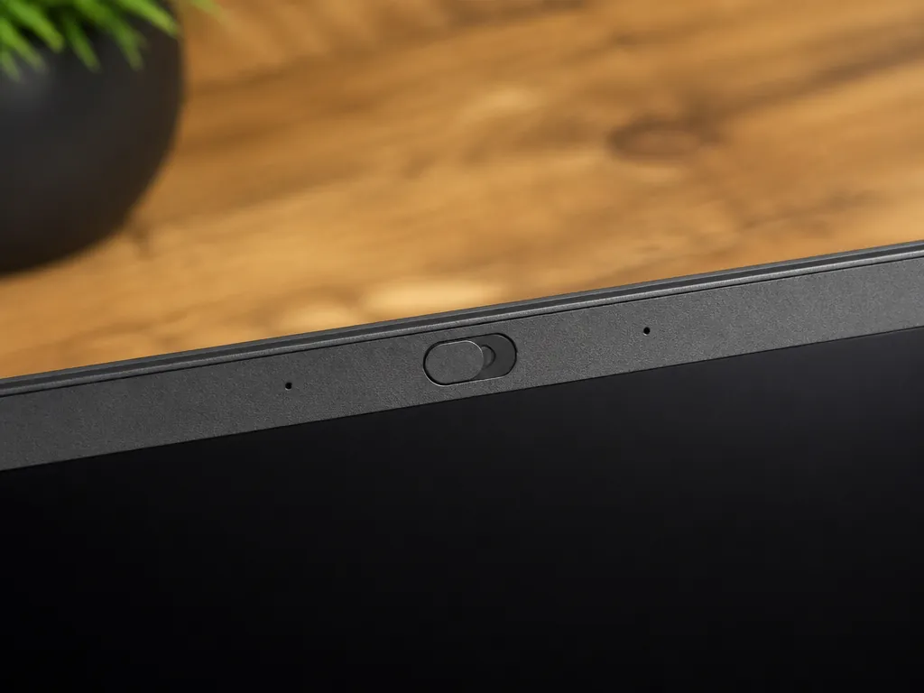 Laptop med skjutbart webbkameraskydd
