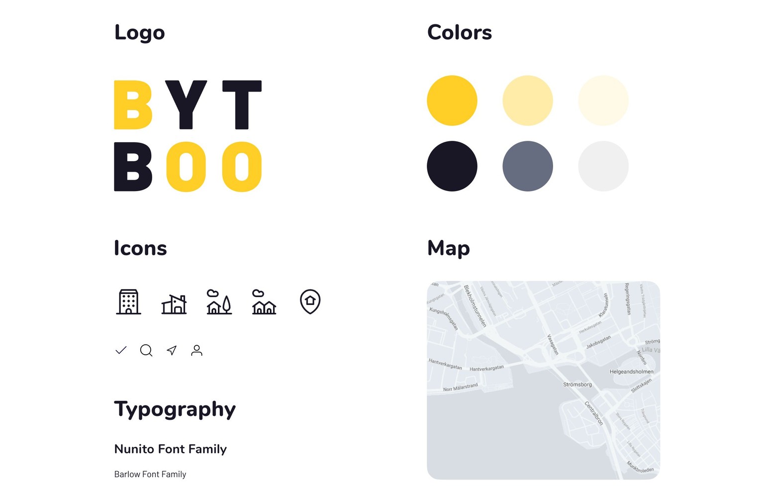 Bytboos visuella identitet: logo, färger, ikoner och typografi